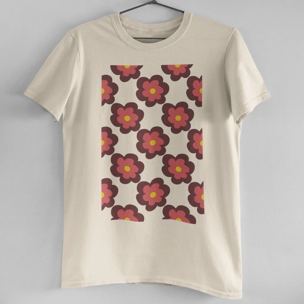 Retro Pink Mauve Flower Vintage Tee